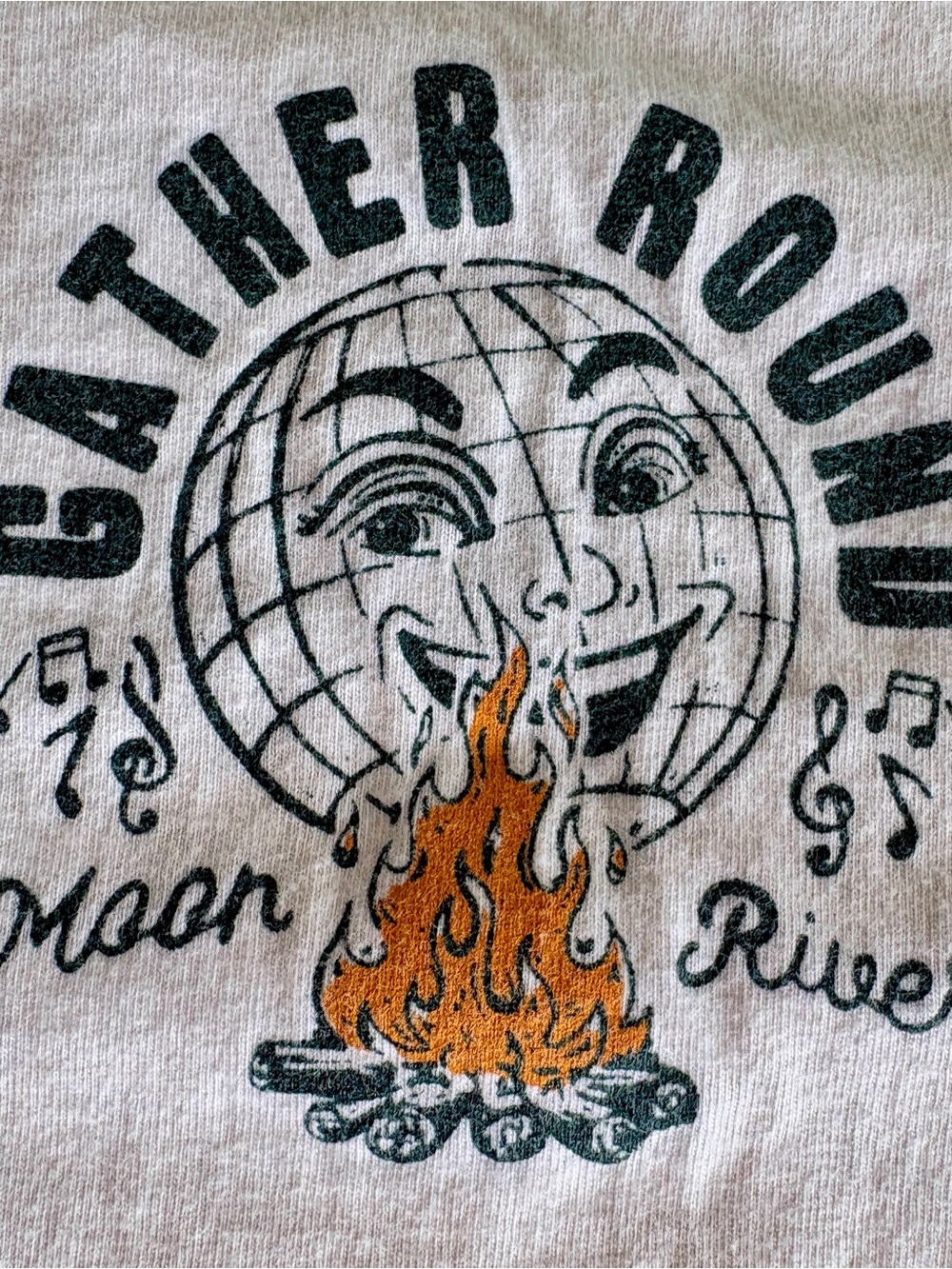 Next Level Apparel White Tee with Orange Campfire Globe Graphic